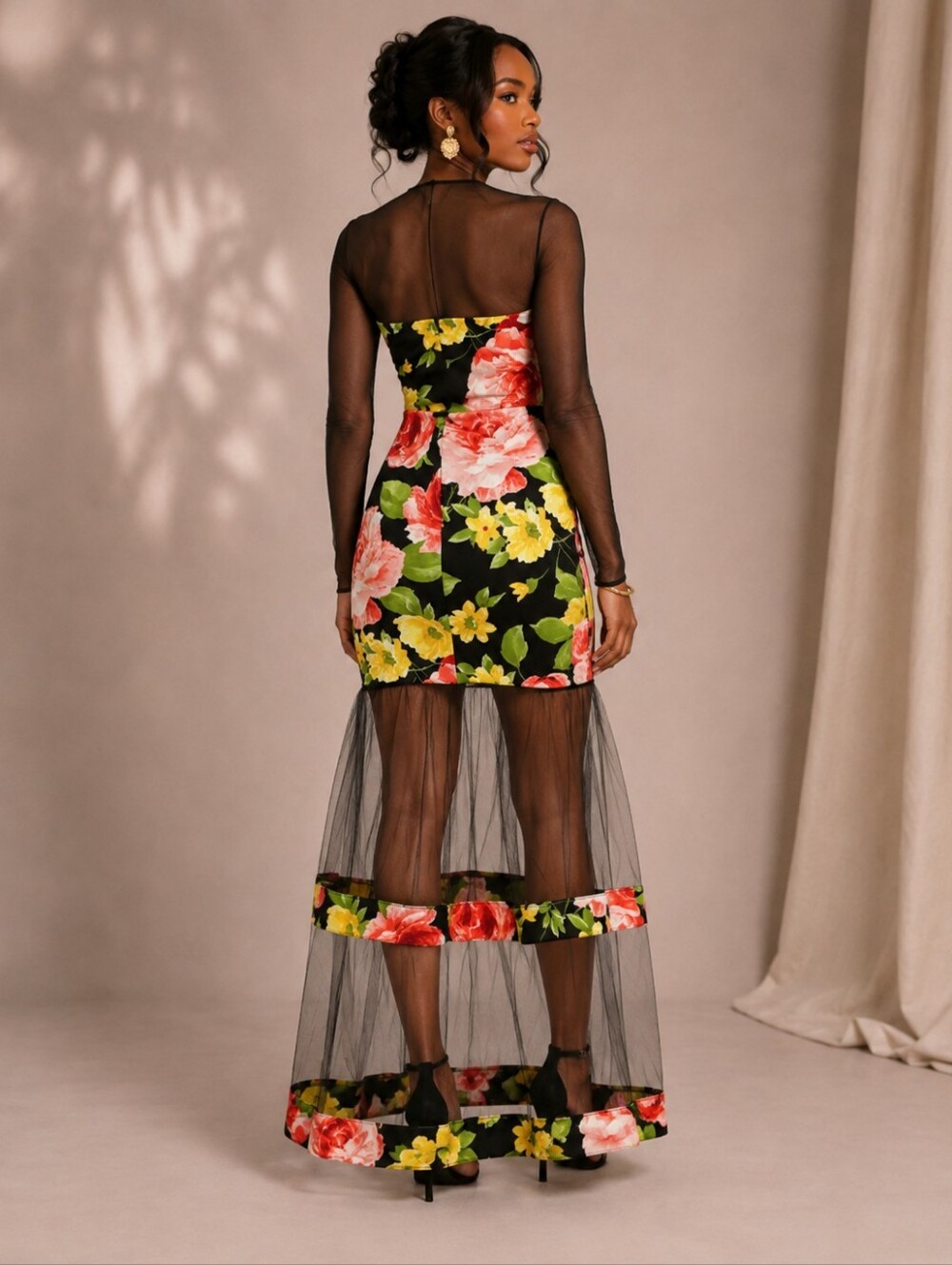 BLACK FLORAL DRESS - Picture 5 of 7